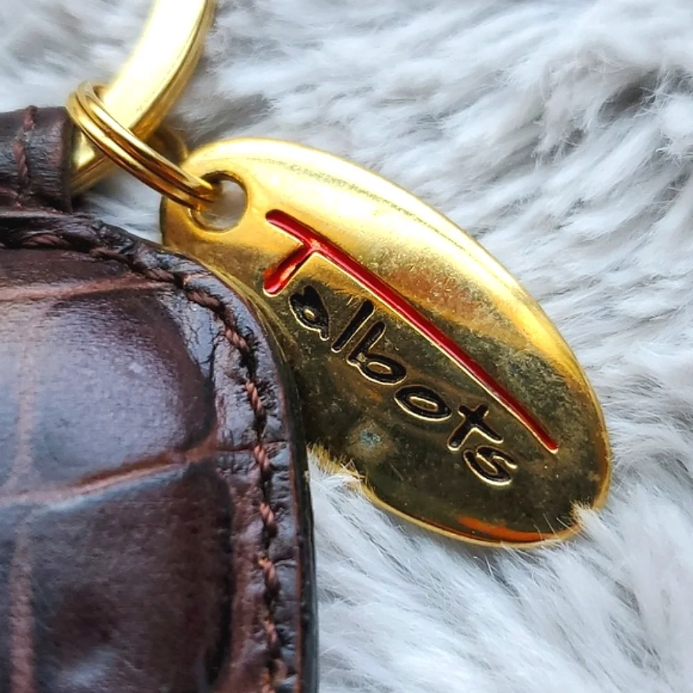 VTG Talbots Croc Embossed Leather Keychain Made in Italy